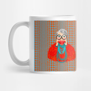 A chic orangie Iris Apfel inspired Items Mug